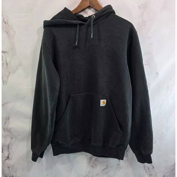 Carhartt Hoodie Mens Small Black Sweatshirt Pullover Loose Fit Spellout Logo - Picture 1 of 10